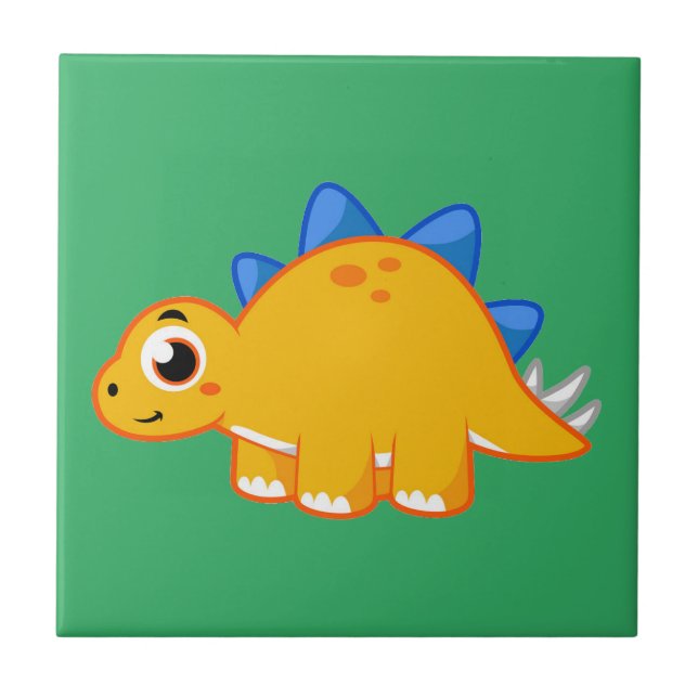 Cute Illustration Of A Stegosaurus. Tile (Front)