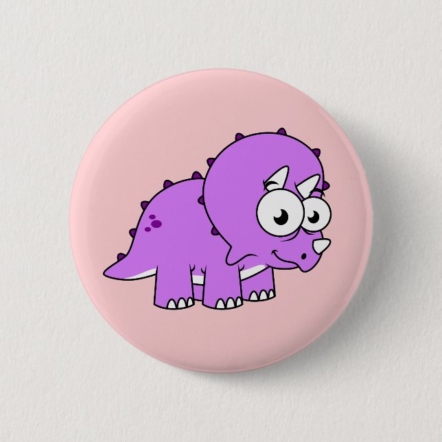 Cute Illustration Of A Triceratops. 6 Cm Round Badge (Front)