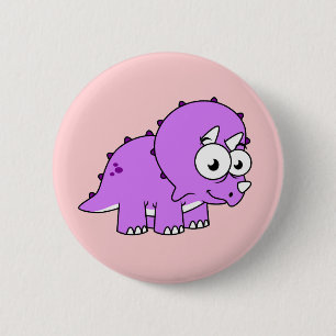 Cute Illustration Of A Triceratops. 6 Cm Round Badge