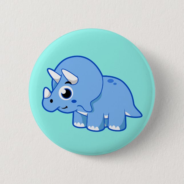 Cute Illustration Of A Triceratops Dinosaur. 6 Cm Round Badge (Front)