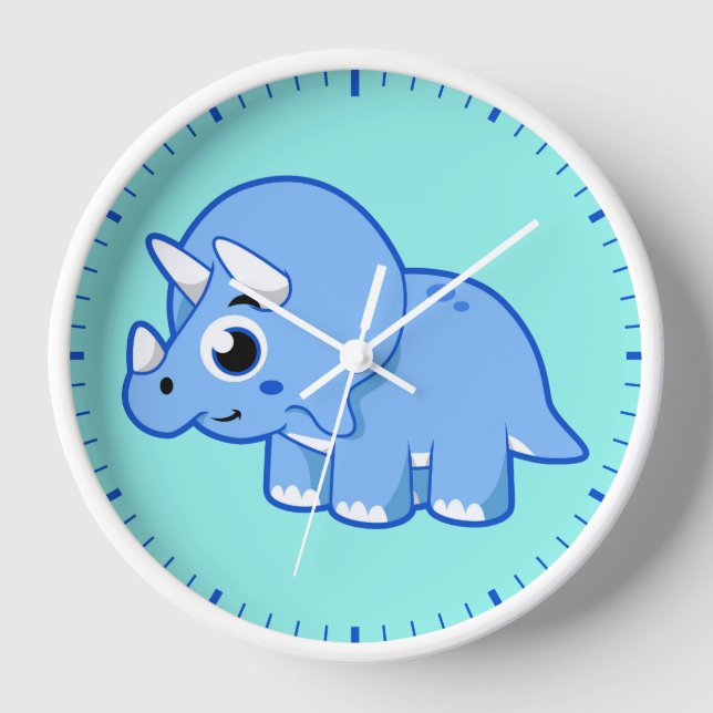 Cute Illustration Of A Triceratops Dinosaur. Clock (Front)