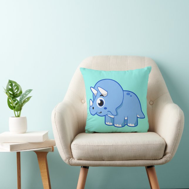 Cute Illustration Of A Triceratops Dinosaur. Cushion (Chair)