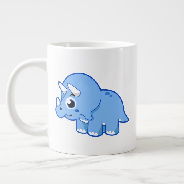 Cute Illustration Of A Triceratops Dinosaur. Large Coffee Mug (Left)