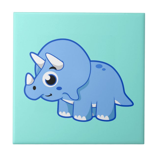 Cute Illustration Of A Triceratops Dinosaur. Tile (Front)