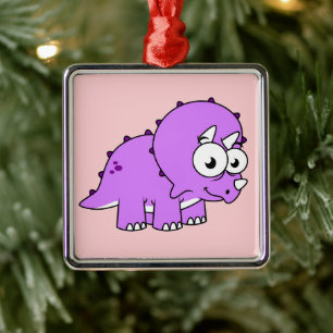Cute Illustration Of A Triceratops. Metal Tree Decoration
