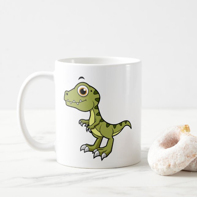 Cute Illustration Of A Tyrannosaurus Rex. Coffee Mug (With Donut)