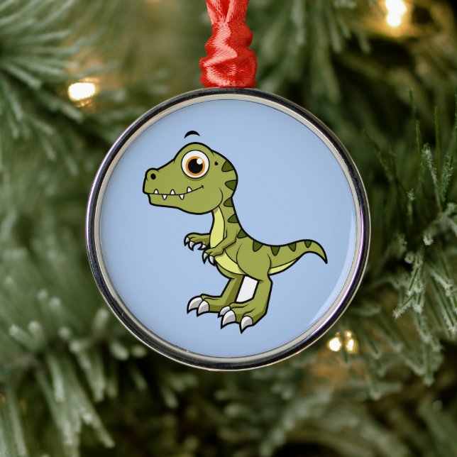 Cute Illustration Of A Tyrannosaurus Rex. Metal Tree Decoration (Tree)