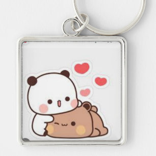 Cute Illustration of Bubu & Dudu with Hear Key Ring