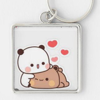 Cute Illustration of Bubu & Dudu with Hear Key Ring