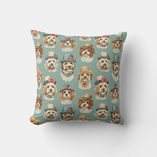 Cute illustration of Dogs in Hats Cushion (Front)