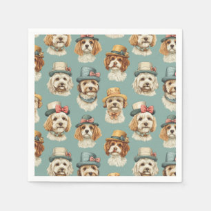 Cute illustration of Dogs in Hats Napkin