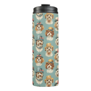 Cute illustration of Dogs in Hats Thermal Tumbler