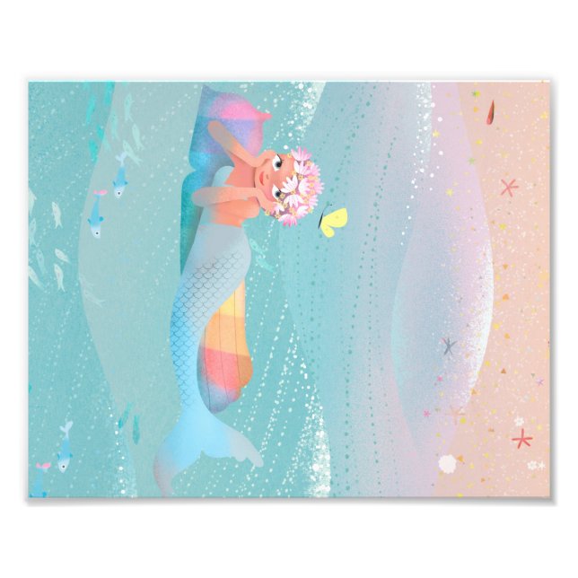 Cute illustration of mermaids' day on the Beach Photo Print (Front)