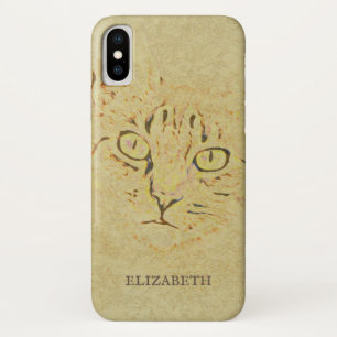 Cute Illustration of Sepia Cat iPhone X Case