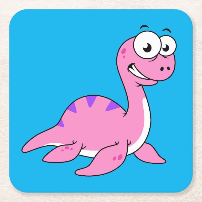 Cute Illustration Of The Loch Ness Monster. Square Paper Coaster (Front)