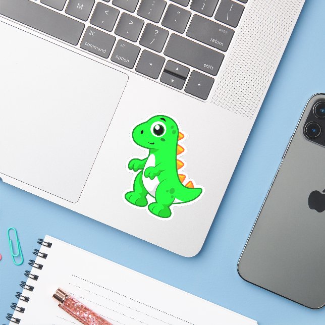 Cute Illustration Of Tyrannosaurus Rex. (Laptop w/ iPhone)