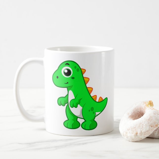 Cute Illustration Of Tyrannosaurus Rex. Coffee Mug (With Donut)