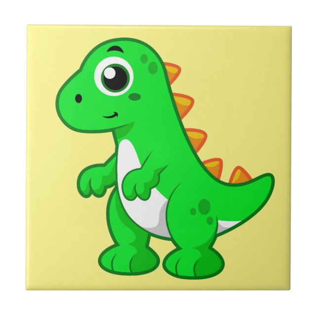 Cute Illustration Of Tyrannosaurus Rex. Tile (Front)