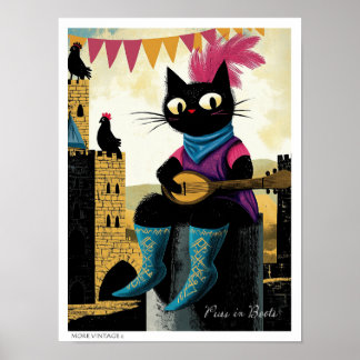 CUTE ILLUSTRATION 'PUSS IN BOOTS' POSTER