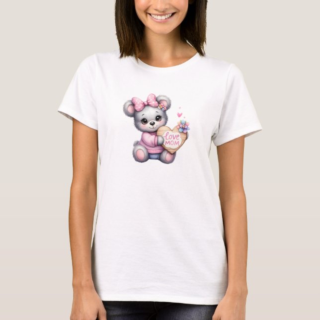 Cute illustration teddy bear with heart sign Love  T-Shirt (Front)
