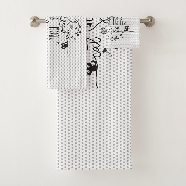 Cute I'm feline pretty good about being a cat mum Bath Towel Set (Insitu)
