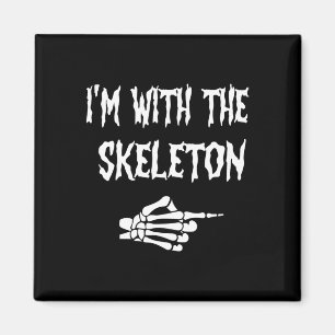 Cute I'm With Skeleton Halloween Couples Matching Magnet