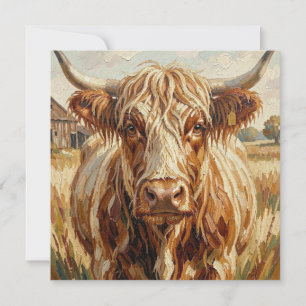 Cute Impasto Cow Art Blank Card