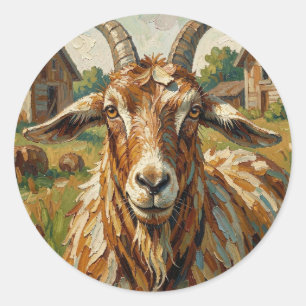 Cute Impastos Farm Animal Goat Classic Round Sticker