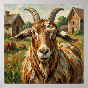 Cute Impastos Farm Animal Goat   Poster