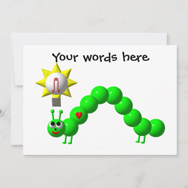 Cute Inchworm with an idea Invitation (Front)