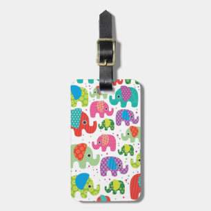 Cute india elephant kids pattern travel tag