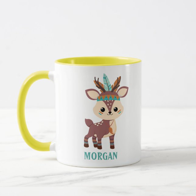 Cute Indian Deer, Personalise Name, Vs 2 Mug (Left)