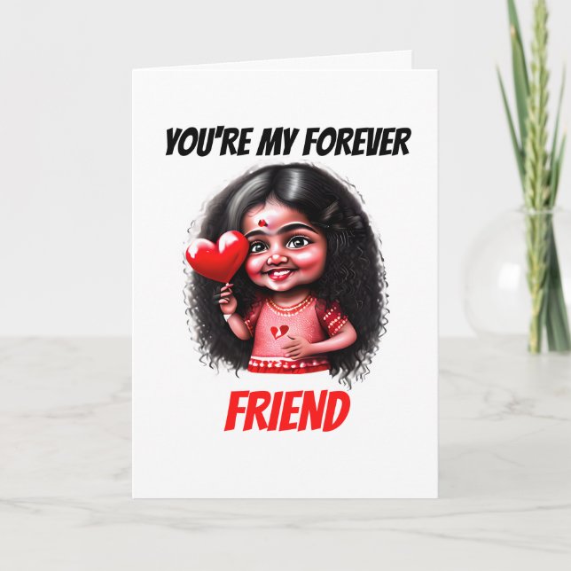 Cute Indian girl my forever friend besties bff Holiday Card (Front)