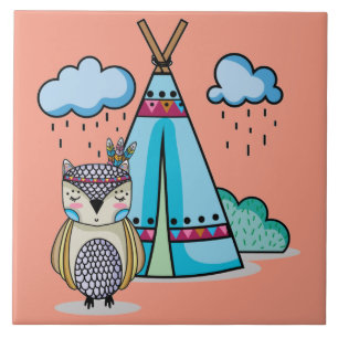 Cute Indian Owl Tile