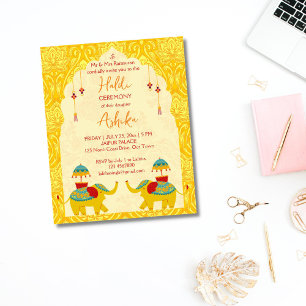 Cute Indian wedding elephants budget haldi invite