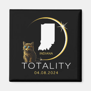 Cute Indiana Total Solar Eclipse Cat Magnet