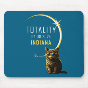 Cute Indiana Total Solar Eclipse Cat Mouse Mat