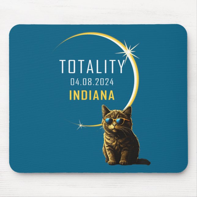 Cute Indiana Total Solar Eclipse Cat Mouse Mat (Front)
