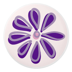 Cute Indigo Flower Doodle Ceramic Knob