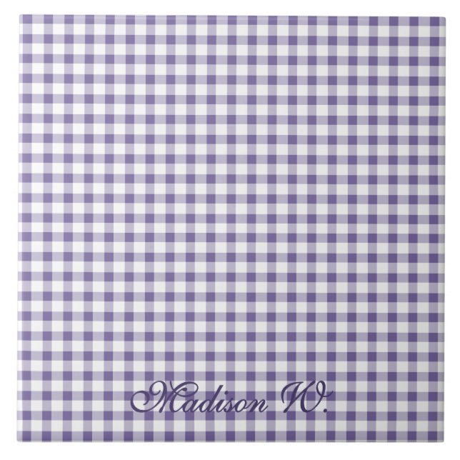 Cute Indigo Gingham Pattern Tile (Front)
