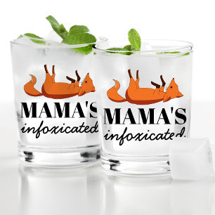 Cute Infoxicate Fox Mum Gift Who Loves Drinking Whiskey Glass