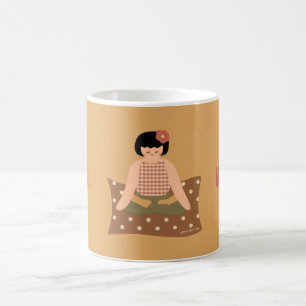 Cute Inhale Exhale Meditating Girl Yoga Coffee Mug
