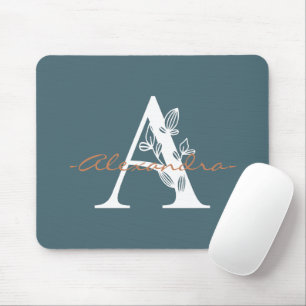 Cute initial and name pretty colour turquoise mouse mat