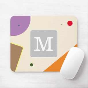 Cute initial colour block multicolor Pink Purple Mouse Mat
