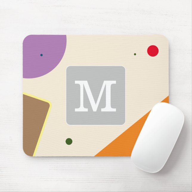 Cute initial colour block multicolor Pink Purple Mouse Mat (With Mouse)