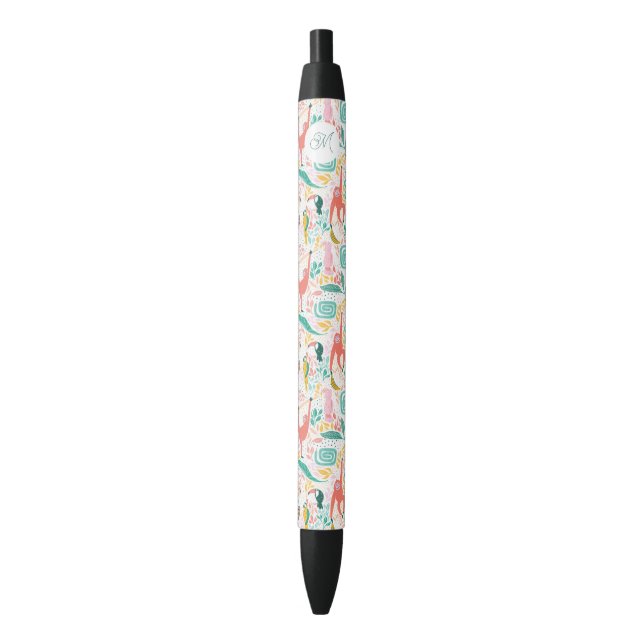 Cute Initial Colourful Happy Jungle Animal Monkey Blue Ink Pen (Front Vertical)