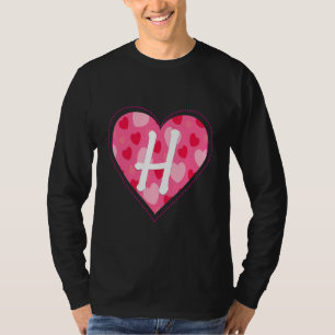 Cute Initial Monogram Letter H Heart Pattern For W T-Shirt
