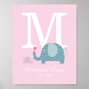 Cute Initial Monogram Nursery Poster