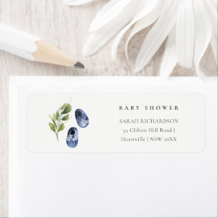 Cute Ink Blue Boy Shoes Fauna Baby Shower Address