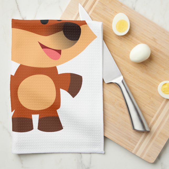 Cute Innocent Cartoon Fox Kitchen Towel (Quarter Fold)